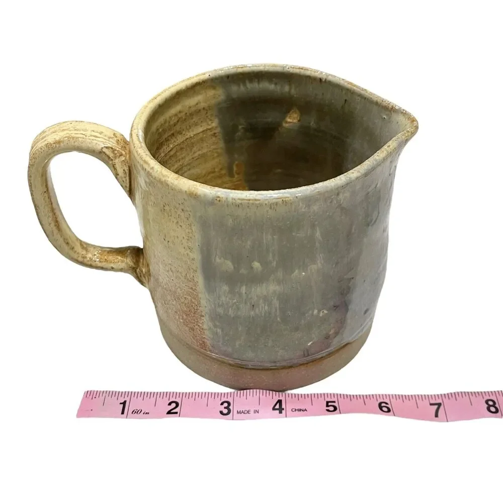 Vintage Pitcher Creamer Glazed Stoneware Signed Marked BC Heavy Pottery B.C.